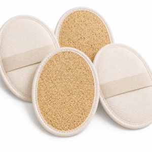 Petika Natural Loofah Sponge (Pack of 4) | 100% Plant-Based Natural Luffa Body Scrub Pad for Gentle Exfoliation | Oval & Rectangular Loofah Pad | Biodegradable, Quick-Dry Bath Loofah for Men & Women