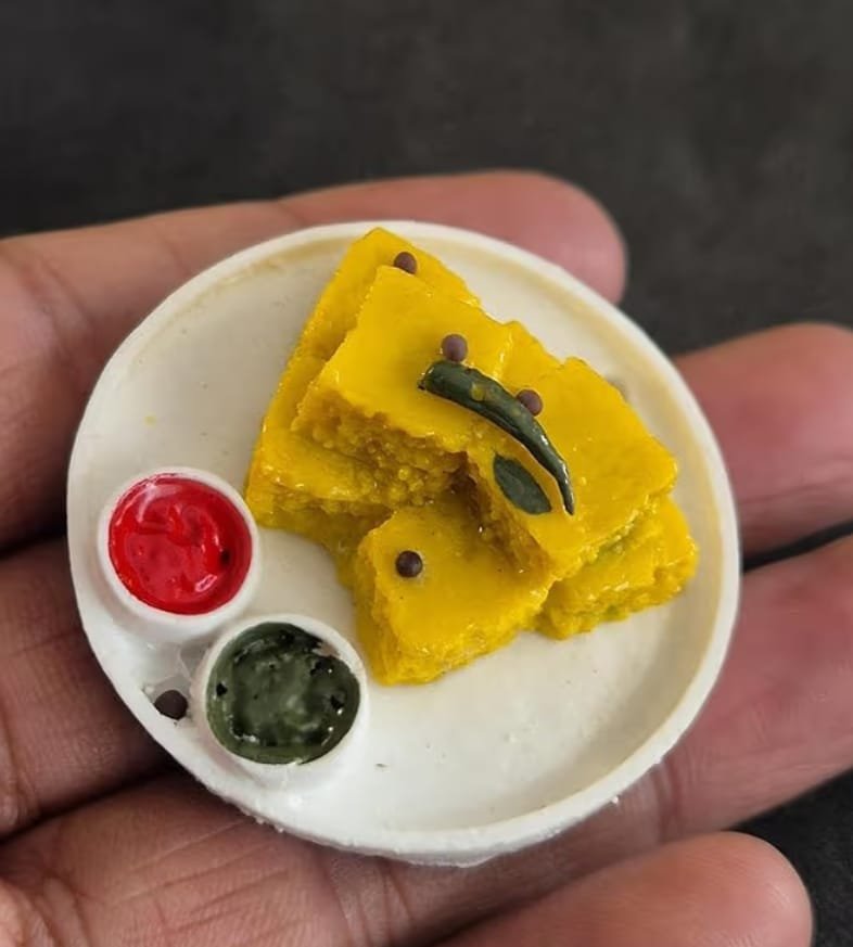 Petika Dhokla Fridge Magnet | Handmade Polymer Clay Miniature | Gifting, Kitchen & Office Decor - Image 6