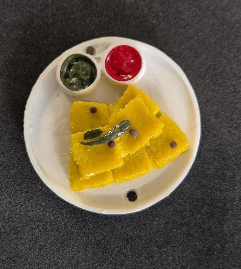 Petika Dhokla Fridge Magnet | Handmade Polymer Clay Miniature | Gifting, Kitchen & Office Decor - Image 7