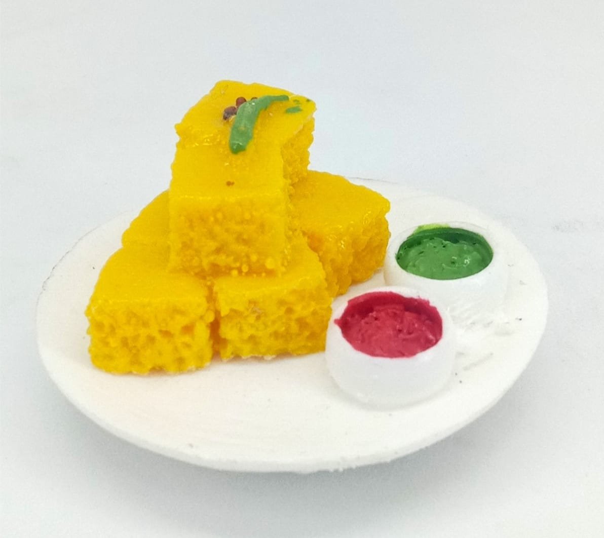 Petika Dhokla Fridge Magnet | Handmade Polymer Clay Miniature | Gifting, Kitchen & Office Decor